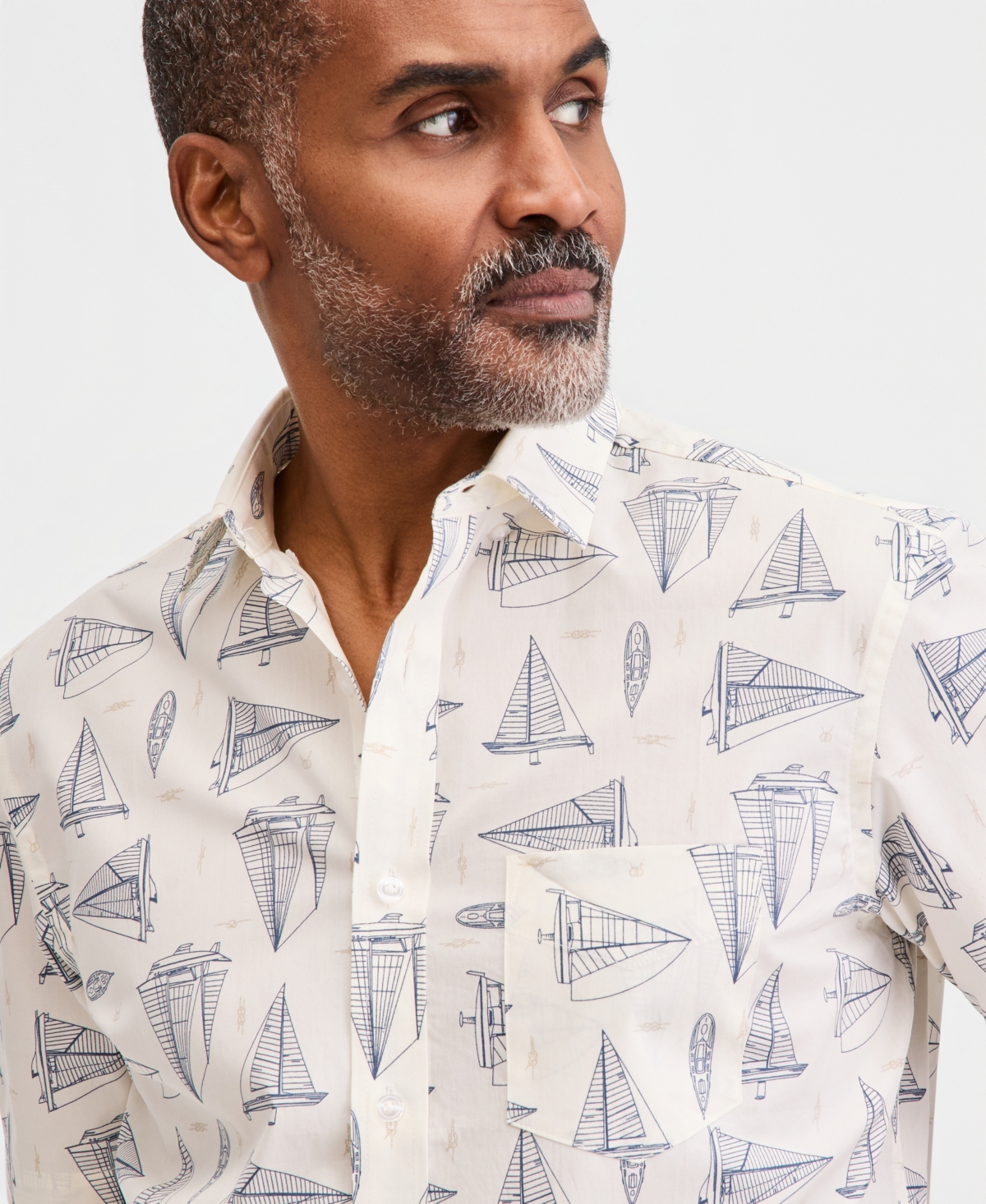 Club Room Men's Poplin Short-Sleeve Shirt, Macy's Exclusive - Sail Boat Print