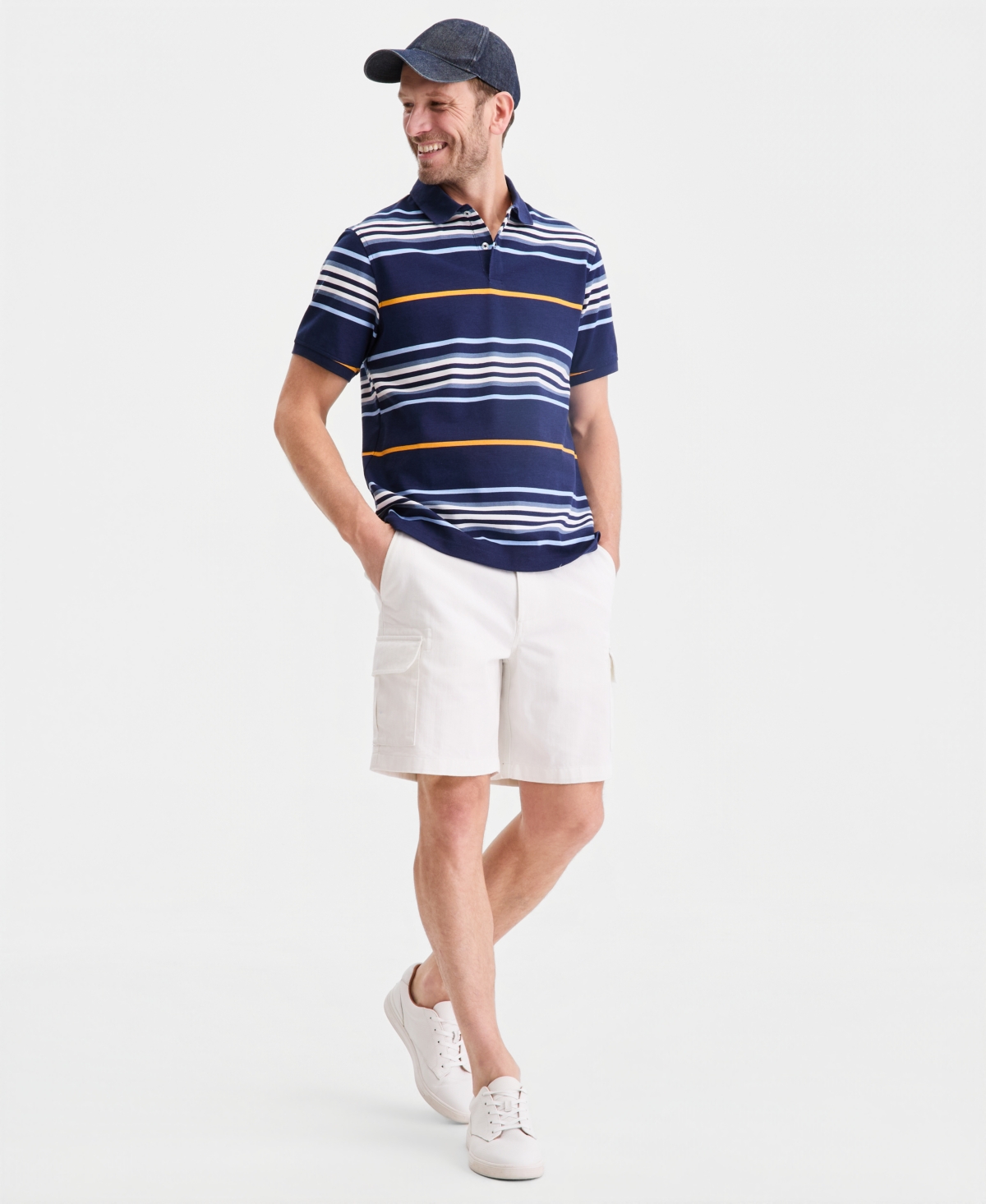 Club Room Men's Team Stripe Pique Polo Shirt, Exclusively at Macy's