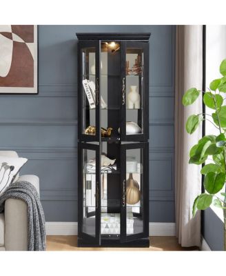 Elegant Lighted Glass Curio Display Cabinet