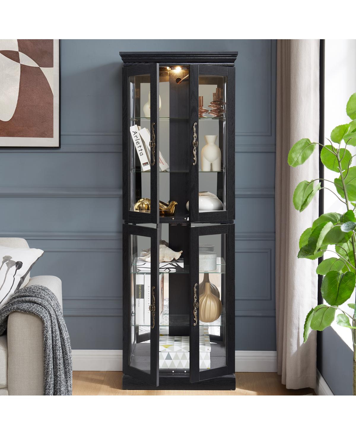 Streamdale Furniture Elegant Lighted Glass Curio Display Cabinet