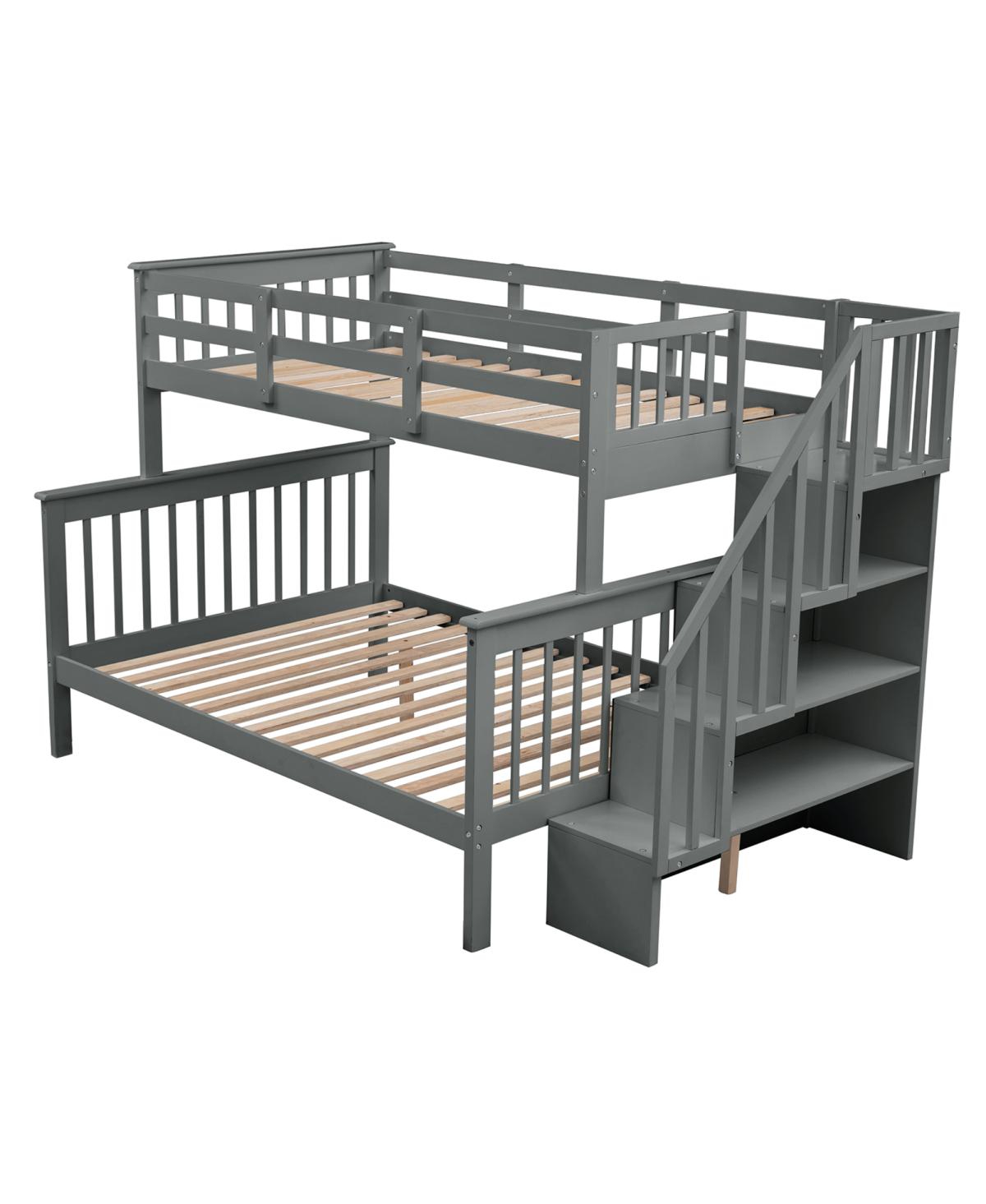 Streamdale Furniture Stairway Twin-Over-Full Bunk Bed with Storage