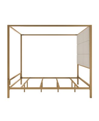 Modern Velvet Upholstered Canopy Bed Frame