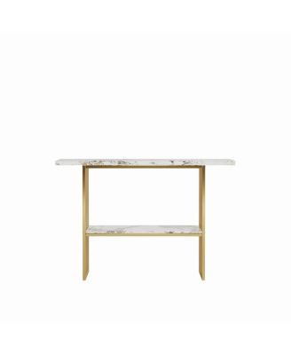 Modern Luxury Gold Metal Console Table with Storage Shelf