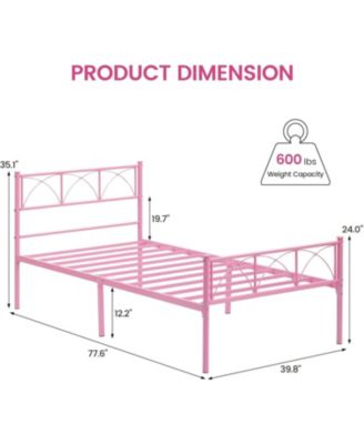 Stylish Twin Size Metal Platform Bed Frame with Headboard, Footboard, 12.2" Under-Bed Storage, Noise-Free Design, Quick Assembly
