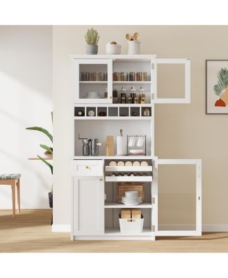 Streamdale Farmhouse Buffet with Hutch, Kitchen Pantry Storage Cabinet