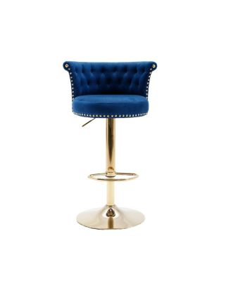 Velvet 360° Rotating Bar Chair with Adjustable Height and Soft Pillow