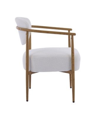 White Teddy Velvet Dining Chair (2 Sets) - Wood Grain Visual