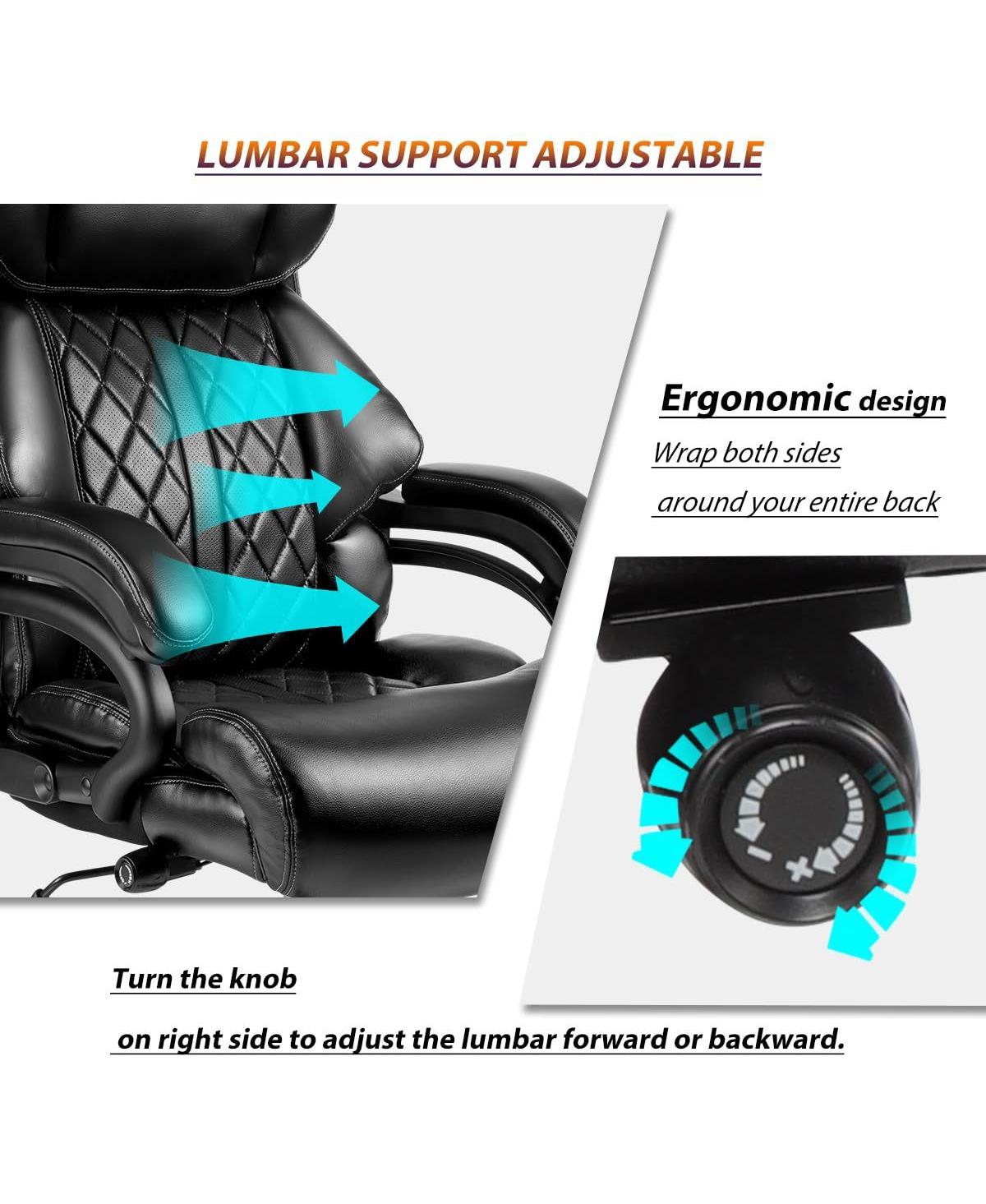 Streamdale Furniture 500lbs Big and Tall Office Chair for Heavy People Executive Computer Desk Chair