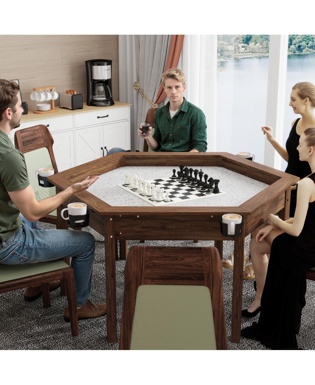Streamdale Furniture Board Game Table with Removable Top for 6 Players - Rustic Brown