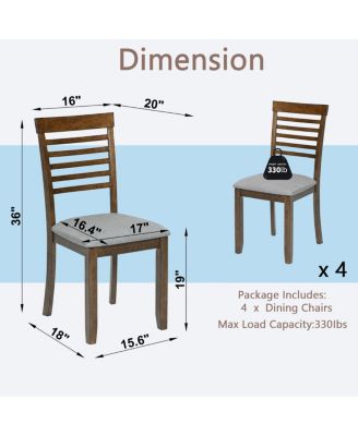 Wooden Dining Chairs Set of 4 with Padded Seat, Walnut