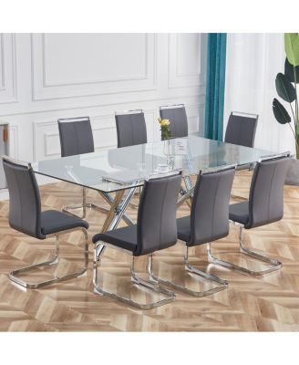 Modern Dining Chairs, PU Faux Leather High Back Upholstered Side Chair