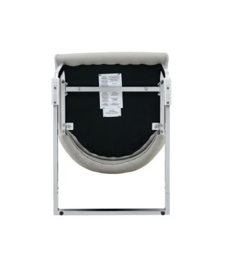 Light Gray Faux Leather Dining Chairs with Gold Mesh Texture, Set of 2