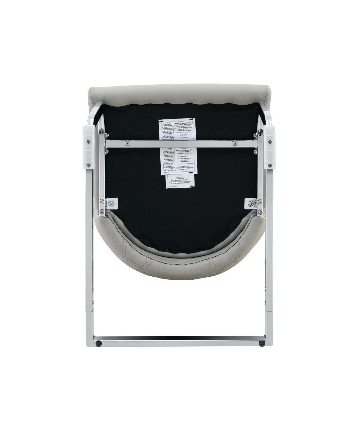 Streamdale Furniture Light Gray Faux Leather Dining Chairs with Gold Mesh Texture, Set of 2