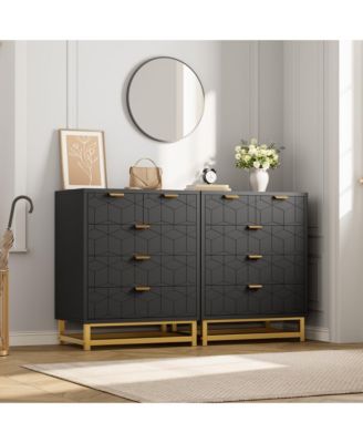 5 Drawer Dresser for Bedroom, Modern Storage Chest with Metal Base, Organizer Cabinet for Living Room