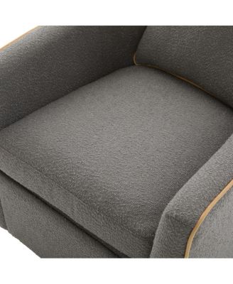 Swivel Accent Chair, Upholstered Club Barrel Sofa for Living Room, Light Gray