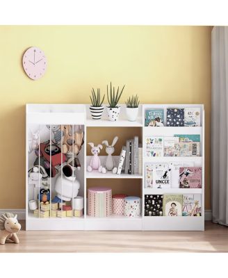 Kids Bookshelf and Toy Storage, 3-Tier Sling Bookcase for Nursery