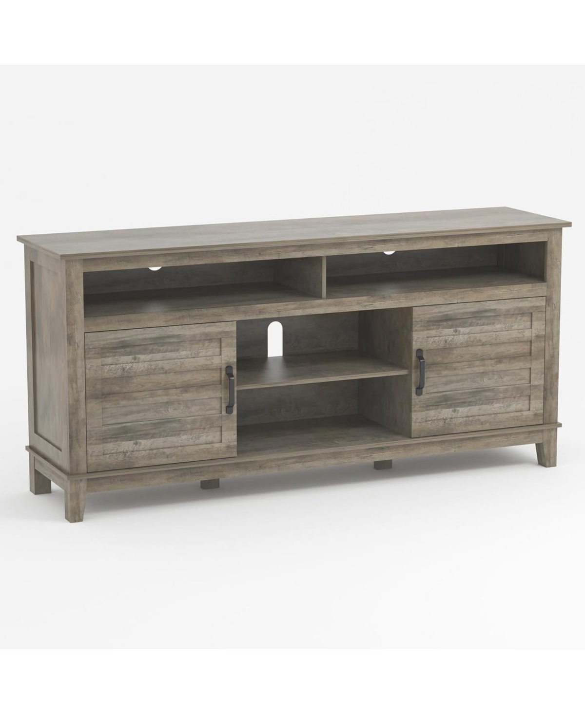 gaomon Farmhouse Tv Stand for 63" Tv, Entertainment Center with Adjustable Shelves and Doors, Grey