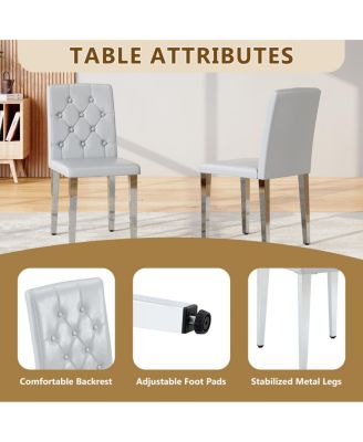 Streamdale PU Dining Chair with Ergonomic Buckle Backrest and Adjustable Feet