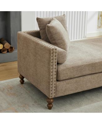 Streamdale 75.2" Wide Upholstered Chaise Lounge with Nailheads, Sleeper Sofa Couch with Pillows