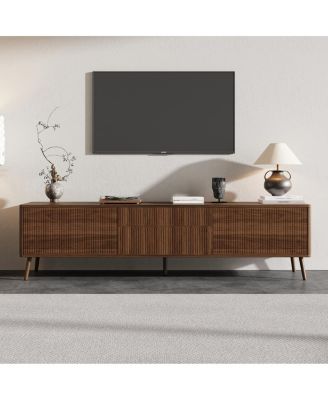 70" Fluted TV Stand with Storage Drawers & Cabinets, Modern Entertainment Center
