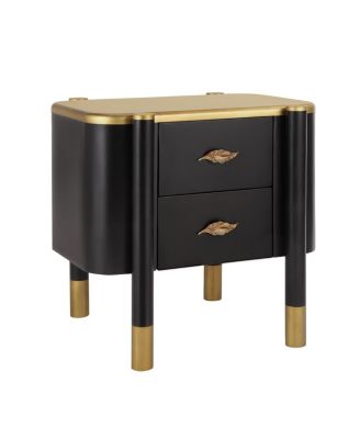 Contemporary 2-Drawer Nightstand with Curved Profile & Feather Handles