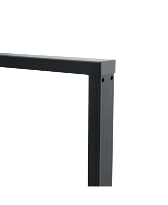 Streamdale Minimalist 55" Retro Rectangular Dining Table with Black Textured Top & Metal Legs