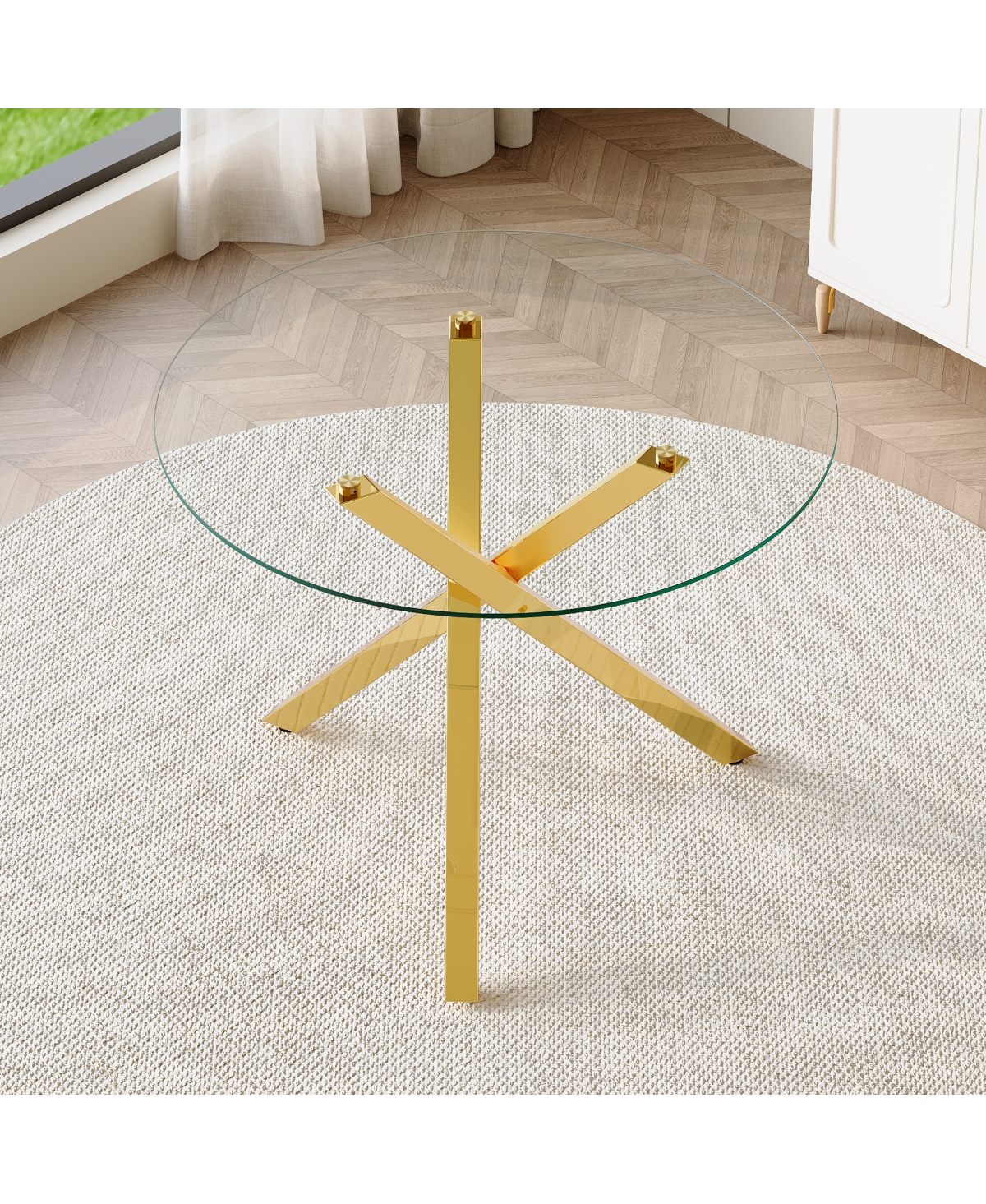 Streamdale Furniture Round Glass Dining Table (2-4 People, 39" Dia x 30" H) - Stylish & Practical