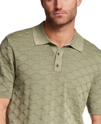 Men's Short-Sleeve Diamond Polo Sweater