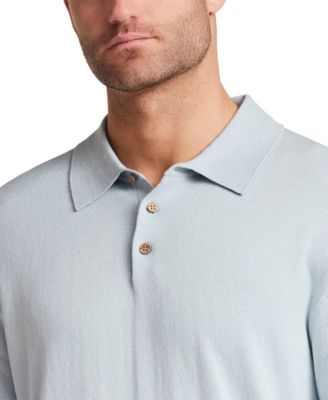 Men's Long-Sleeve Polo Cotton Cashmere Sweater