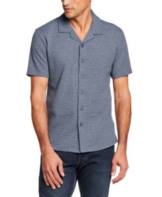 Men's Short-Sleeve Variegated Microstripe Coatfront Knit Shirt