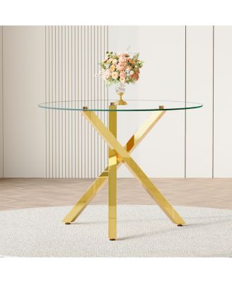 Round Glass Dining Table (2-4 People, 39" Dia x 30" H) - Stylish & Practical