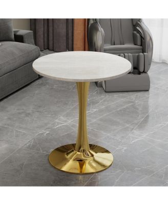 Streamdale Gold 27.6" Mid-Century Modern Dining Table with White Marble Top
