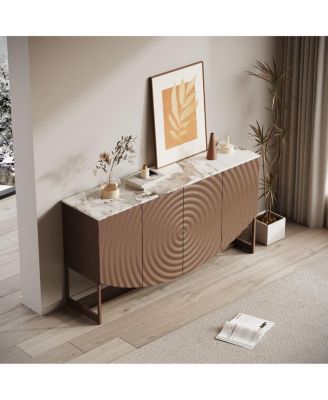Unique 3D wave texture sideboard with marble-like countertop