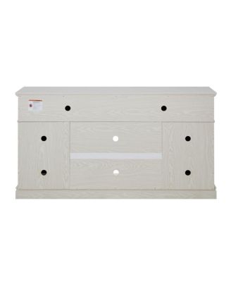 Streamdale  Furniture Embossed Pattern TV Stand with 23" Fireplace, Media Console with Storage, White