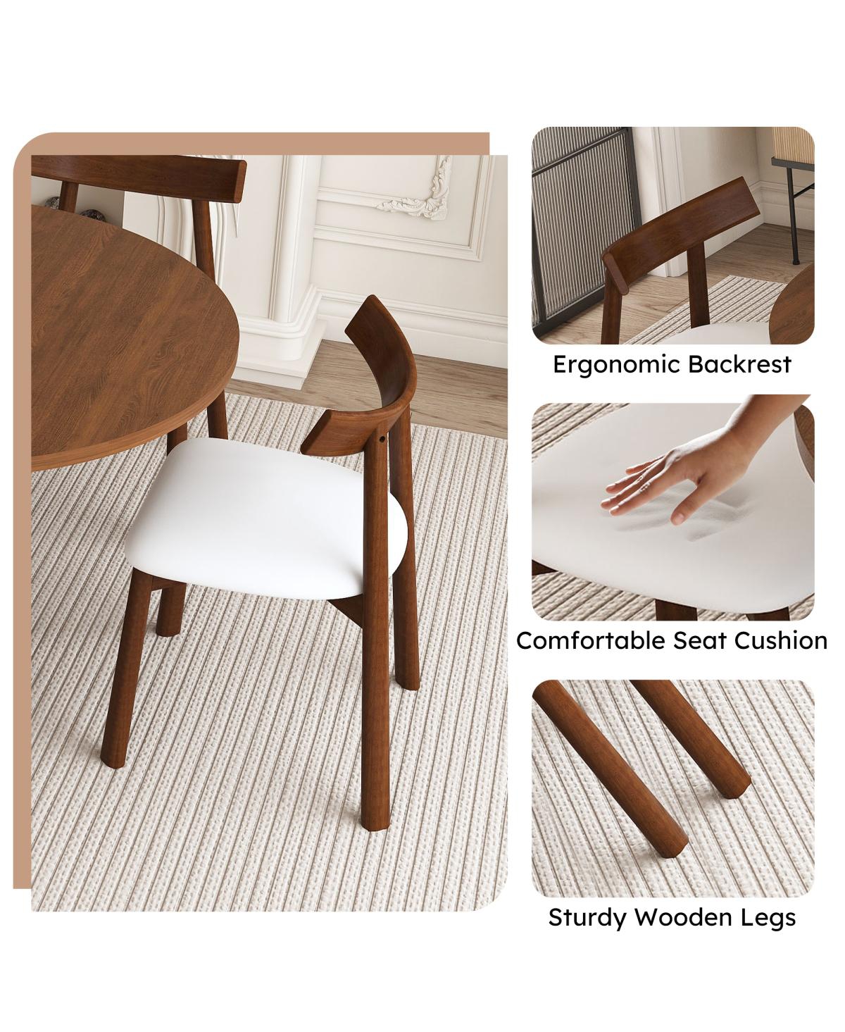 Streamdale Furniture 47" Extendable Round Dining Table Set for 4-8 with 4 Walnut Chairs