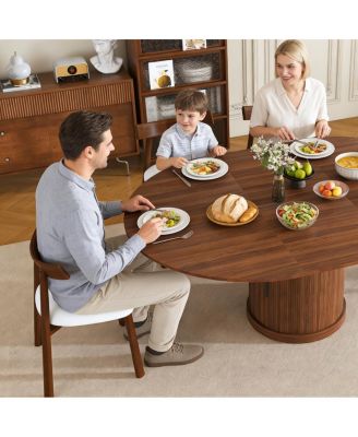 59" Extendable Oval Dining Table Set with 4 Walnut Chairs & 2-Tier Storage