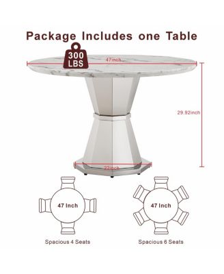 Round Marble Dining Table with Stainless Steel Base