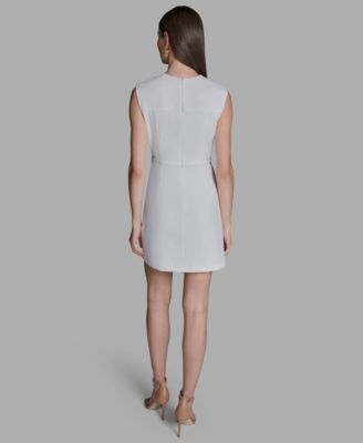 Women's Crepe Square Neck Button Front Two-Piece Dress