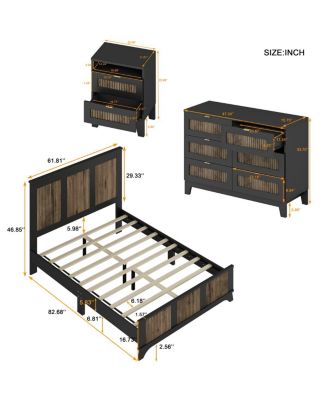 Streamdale 4-Piece Queen Farmhouse Set with Storage Nightstand & Dresser