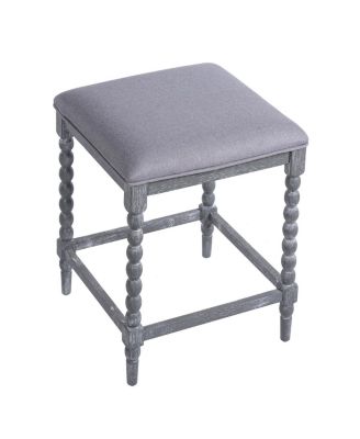 26" Upholstered Acacia Wood Counter Stools