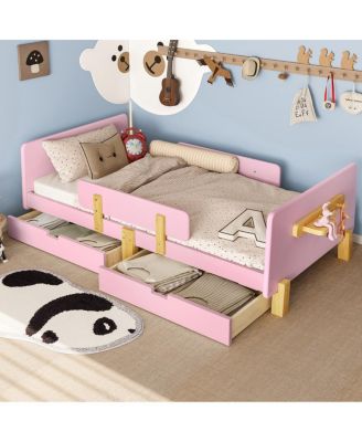 Platform Bed with Storage, Shelf, Hooks, No Box Spring Needed