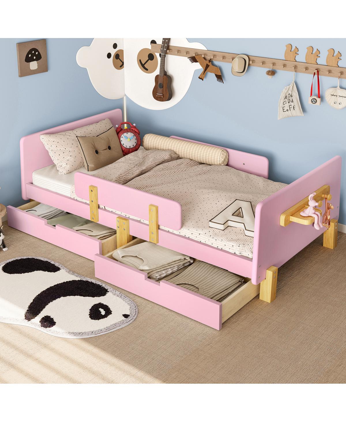 Streamdale Furniture Platform Bed with Storage, Shelf, Hooks, No Box Spring Needed