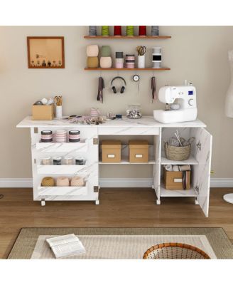 Streamdale Foldable Sewing Machine Table with Storage