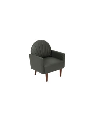 Shell armchair with PU leather and wooden legs