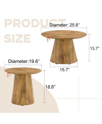 Streamdale Natural Wood Grain Round Coffee Table Set