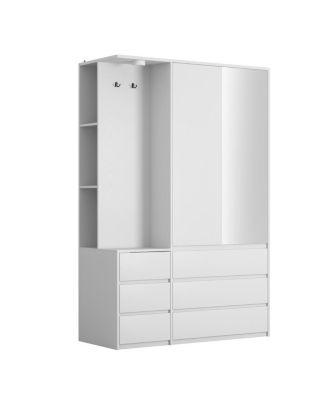 Streamdale Wardrobe Closet 71.7" H, 2 Doors 6 Drawers, White