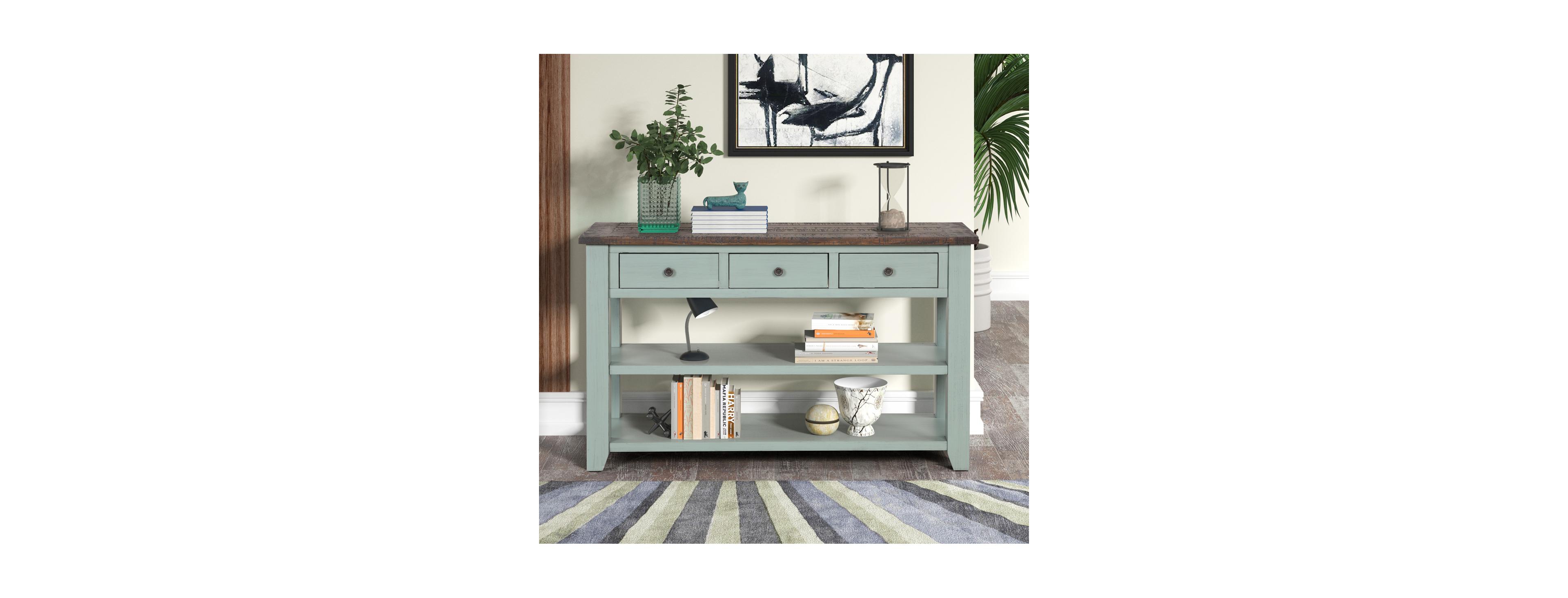 Streamdale Furniture 48" Solid Pine Wood Console Table with 3 Drawers & 2 Shelves
