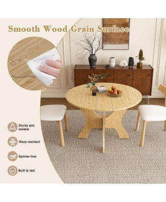 43" Folding Dining Table Set with 2 Chairs, Wild Oak Veneer, Space Saving