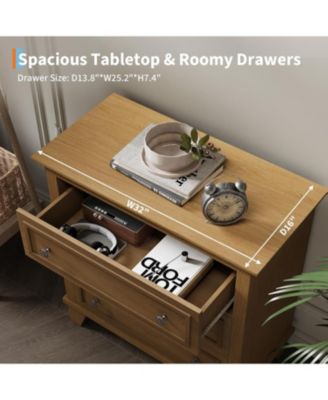 3-Drawer Dresser for Bedroom, Wide Wooden Chest with Vintage Handles for Living Room