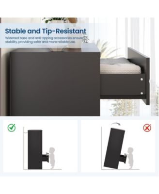 5-Drawer Tall Dresser for Bedroom, Wooden Chest of Drawers with Gold Handles for Closet Storage